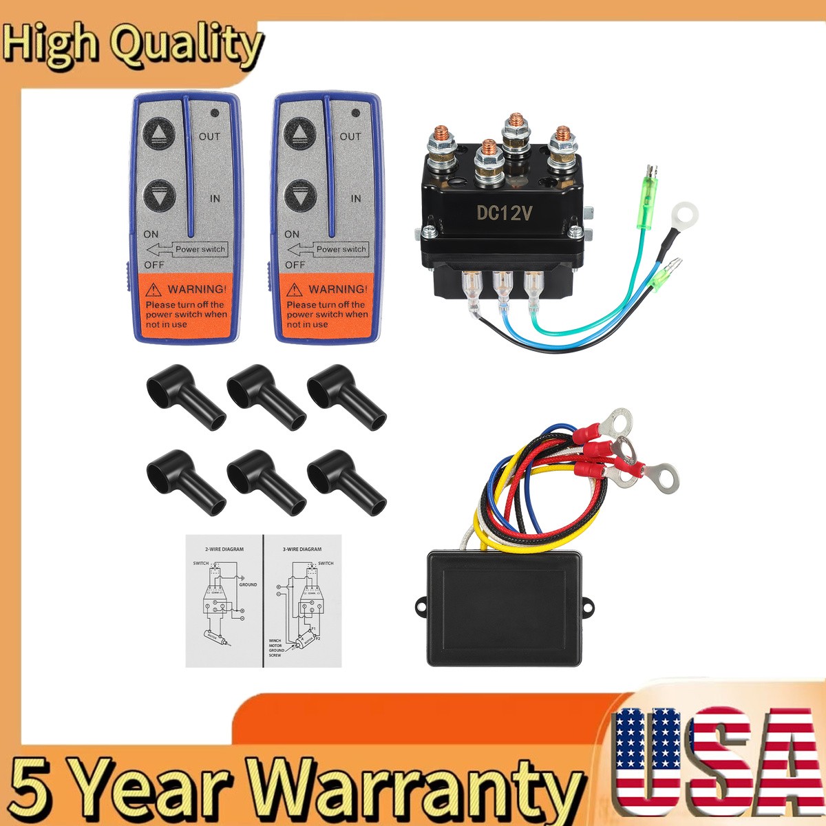 Wireless Remote Control Winch Kit 12V 500A For UTV Truck