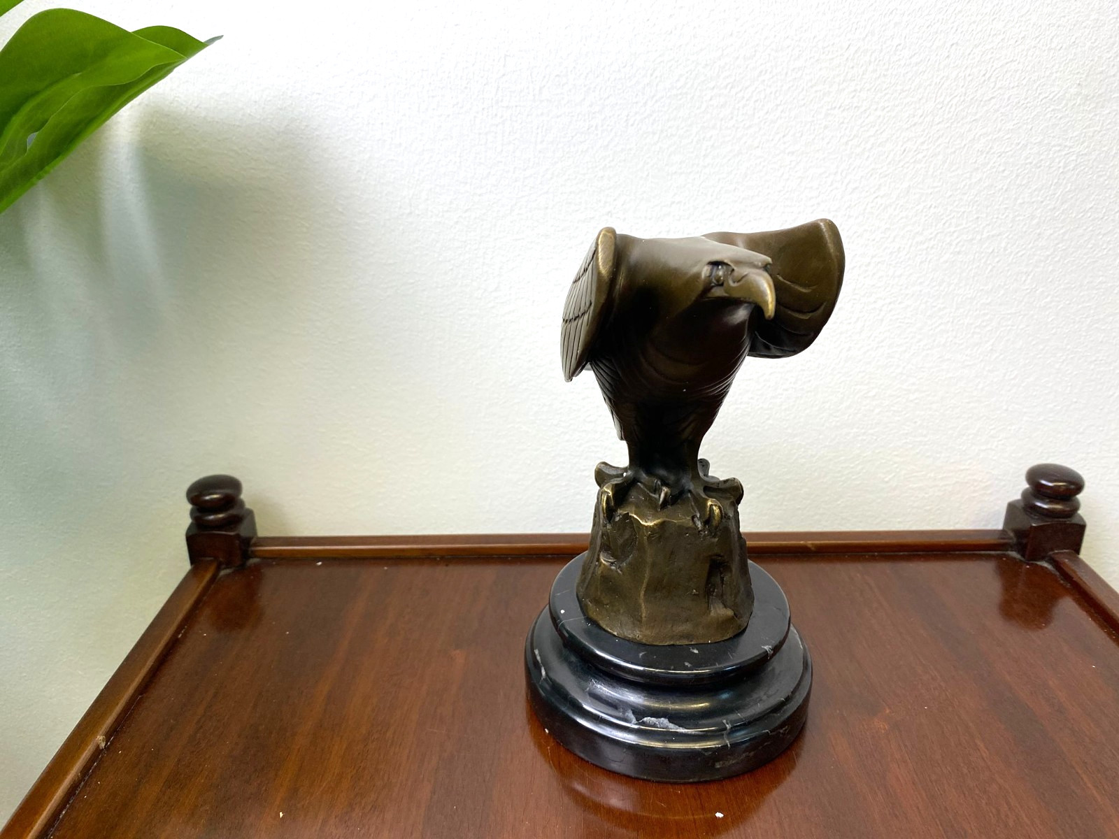 Bronze Sculpture Eagle Art Deco on Black Marble Base After Coenraad