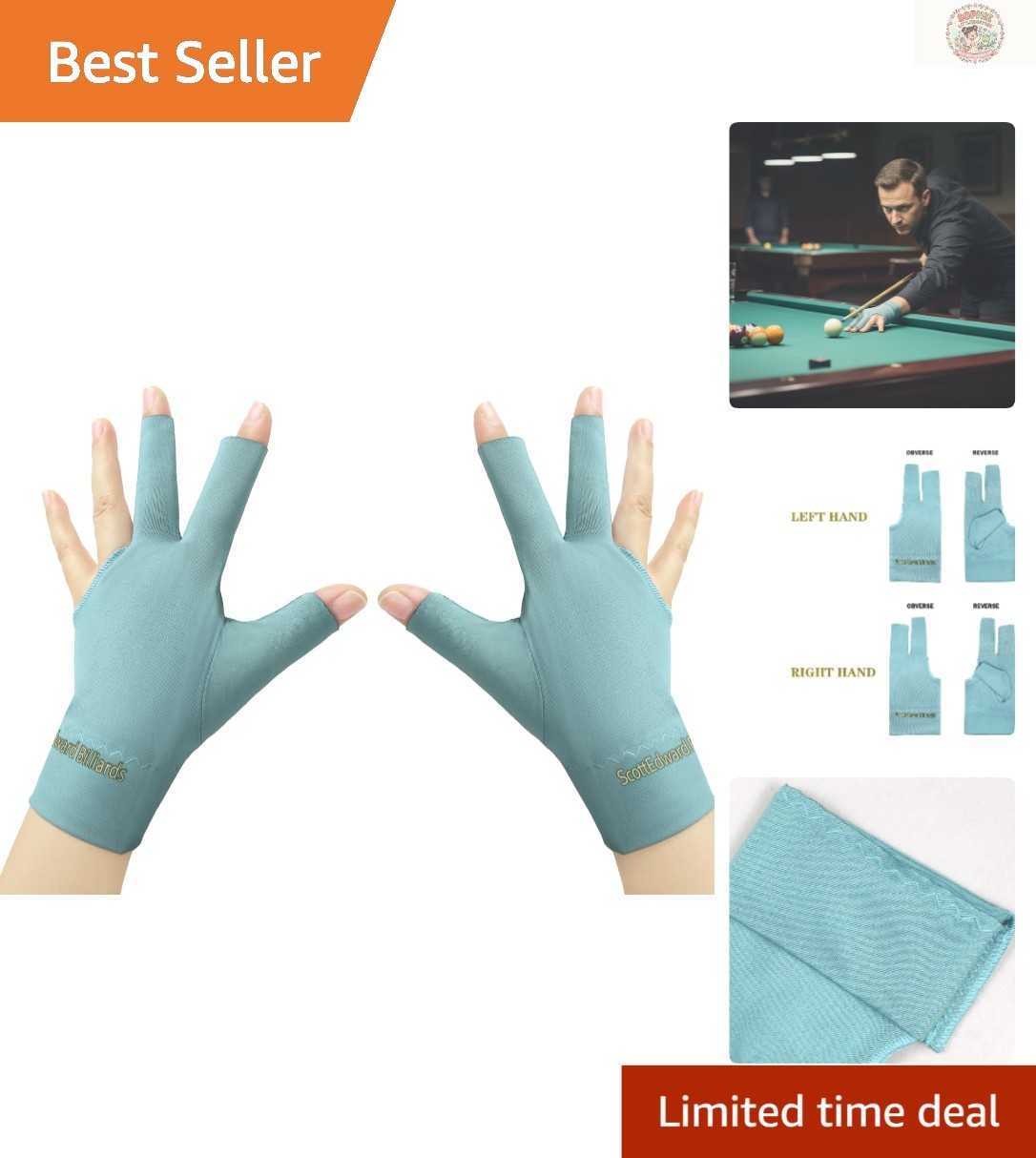 Durable Light Blue Billiards Gloves 10-Count Set - Stretchable and Breathable