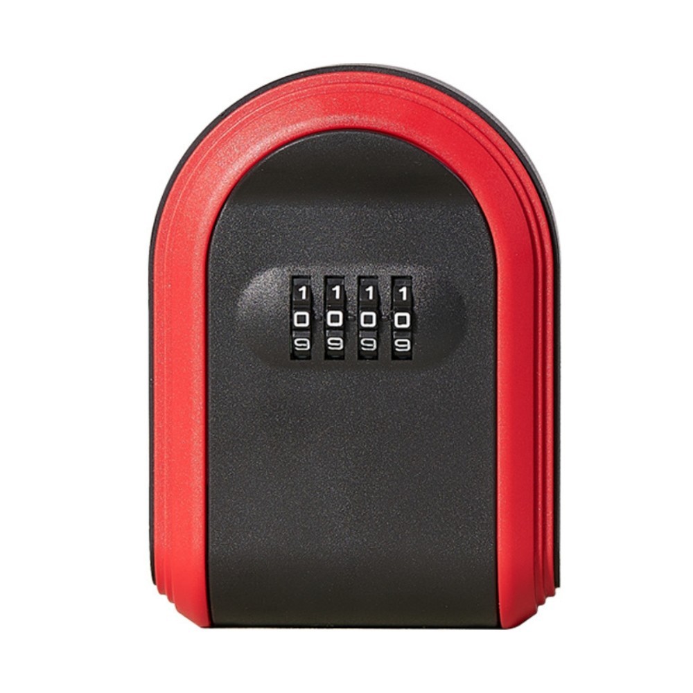 Red ABS Plastic 4 Digit Combination Lock Box Wall Mount Key Storage Safe Box