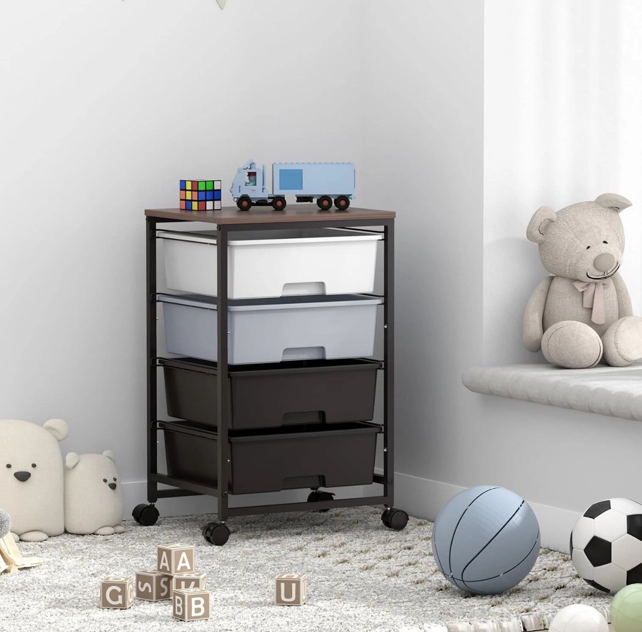 Sykiariol Rolling Storage Utility Cart With 4 Drawers