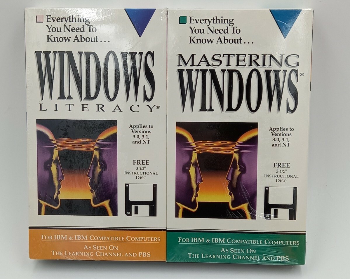 Windows Literacy & Mastering Windows Double Pack VHS Versions 3.0, 3.1 & NT NEW