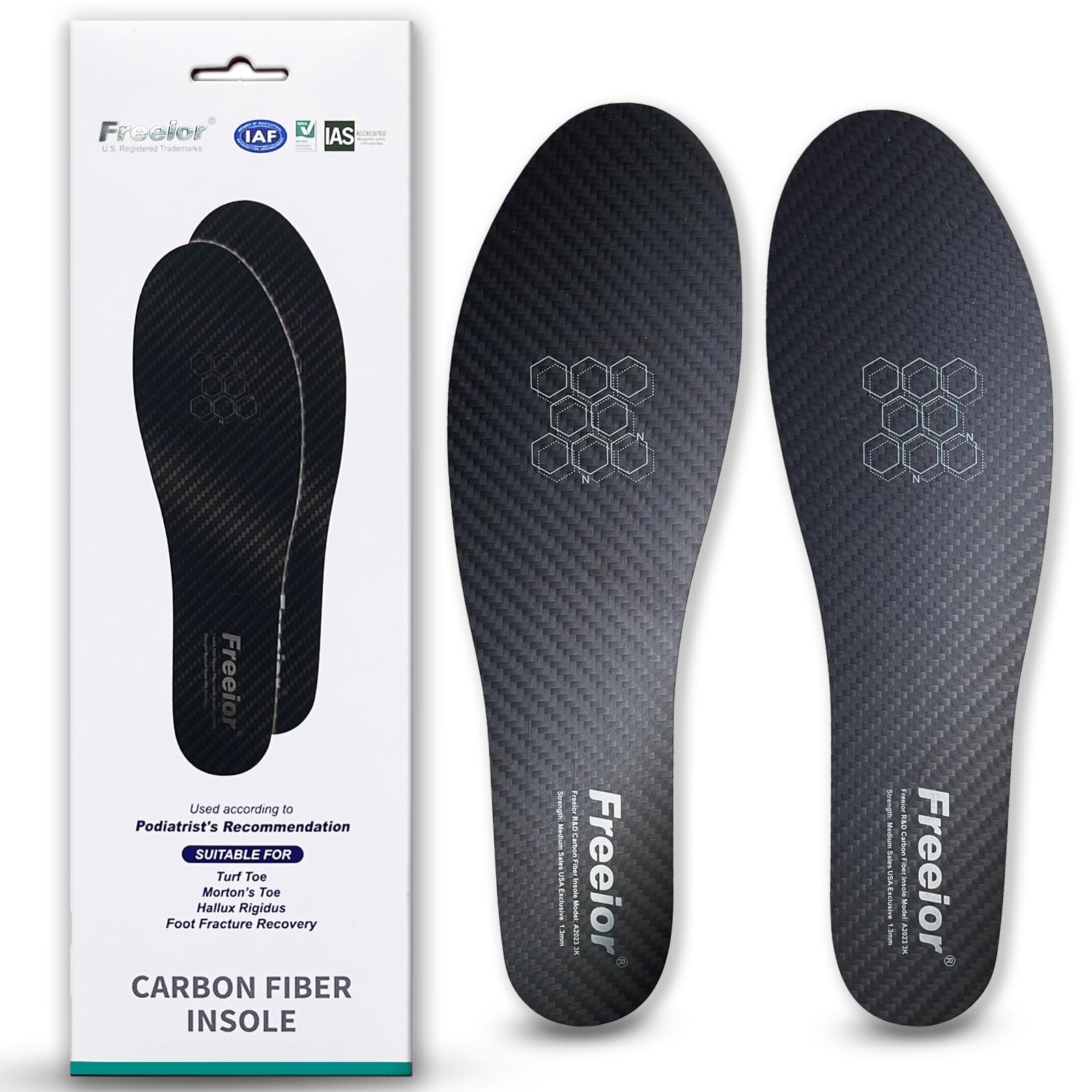 Carbon Fiber Insole 1 Pair, for Turf Toe Hallux Rigidus Limitus Pain Relief a...