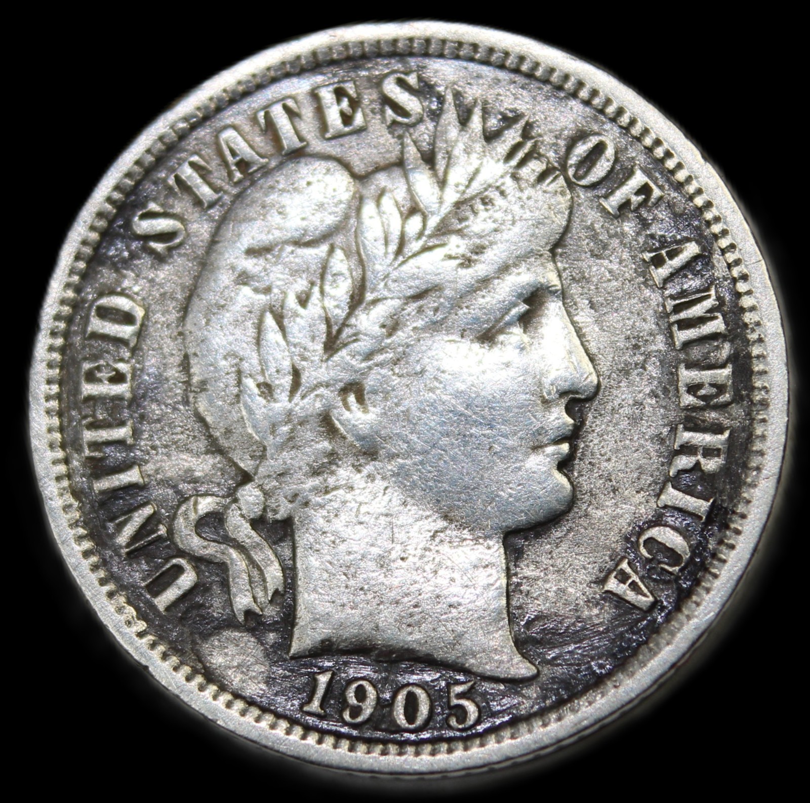 1905-O barber dime micro o- extra fine ( details corrosion rev) jam579