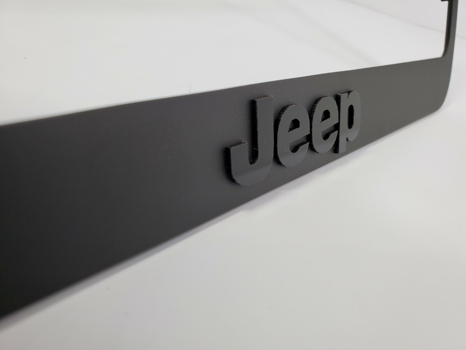 Matte Black Premium License Plate Frame w/ Script Emblem Logo For Jeep