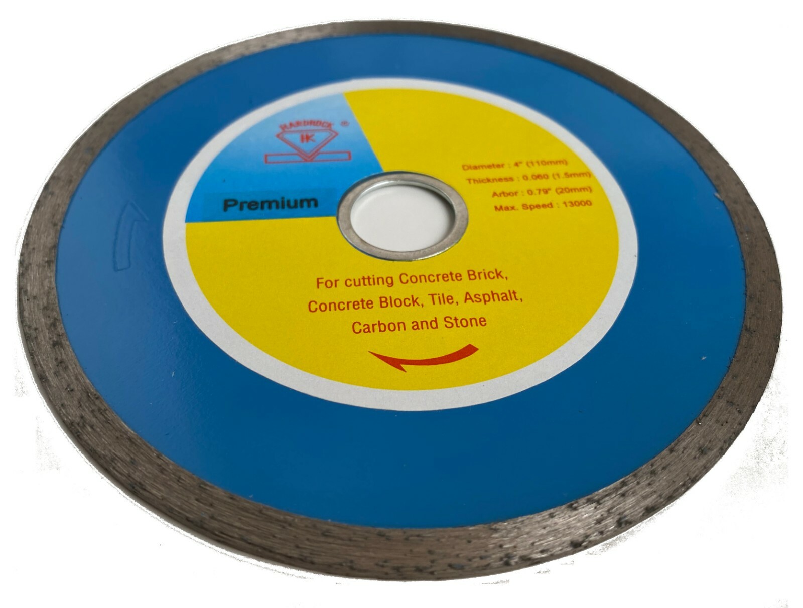 4 Inch Premium Continuous Diamond Saw Blade Cut Concrete Bricks Tile Block