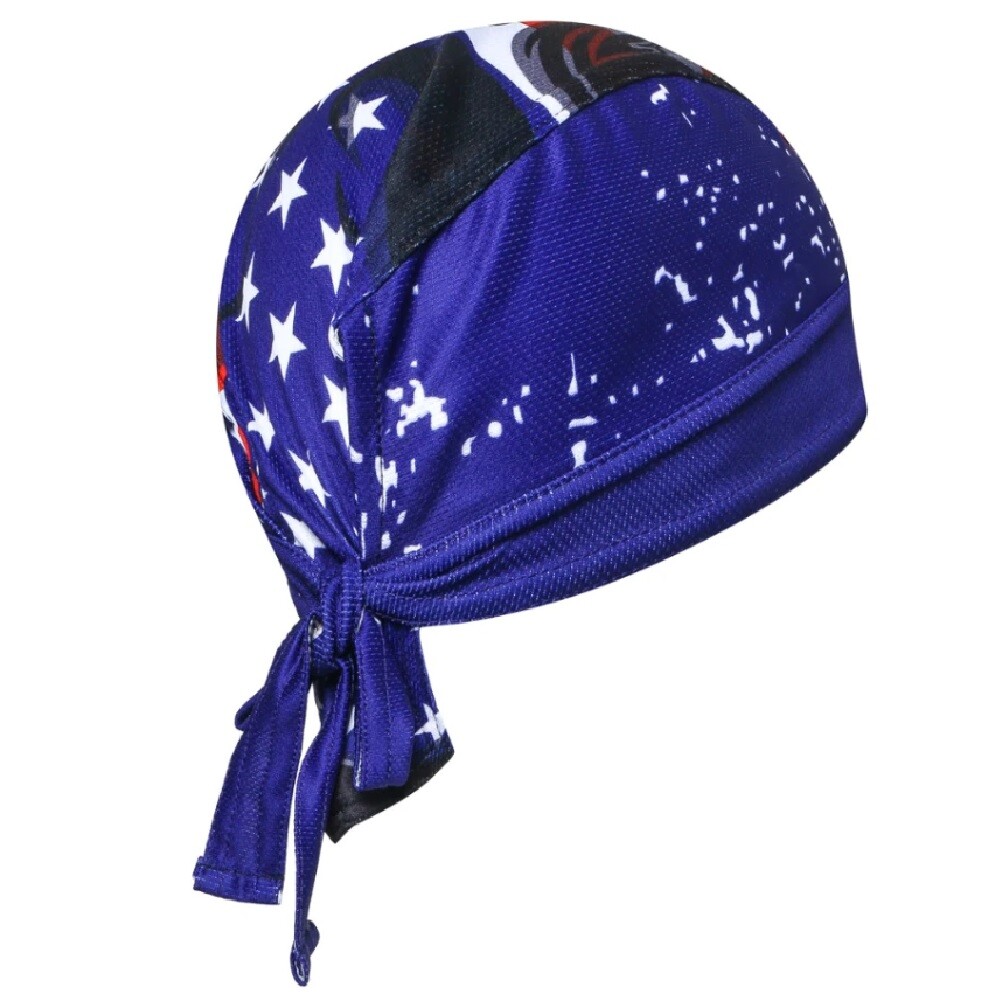American Flag Skull Dry Fit Moisture Wicking Biker Head Wrap Durag Patriotic