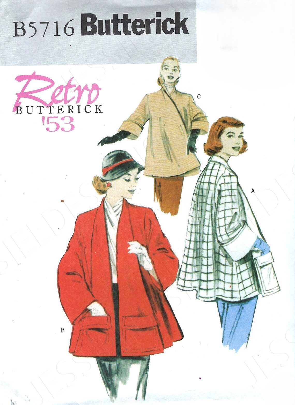 Retro Circa 1953 Swing Coat Sewing Pattern U-Pick Size XS-XXL Butterick 5716 OOP