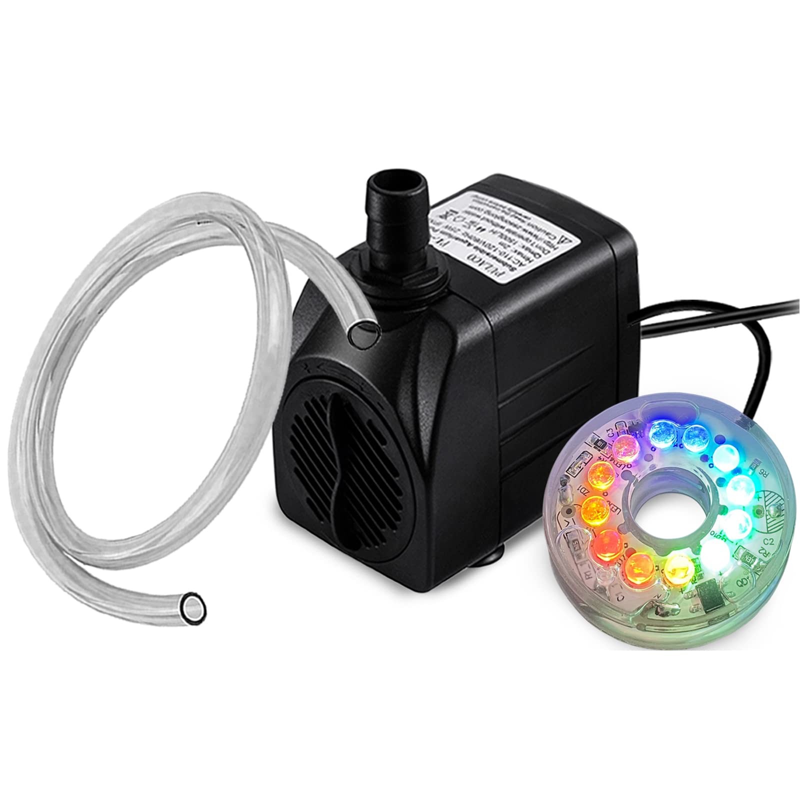 10Watt 160GPH Submersible Fountain Pump with Automatic Color Changing LED Lig...