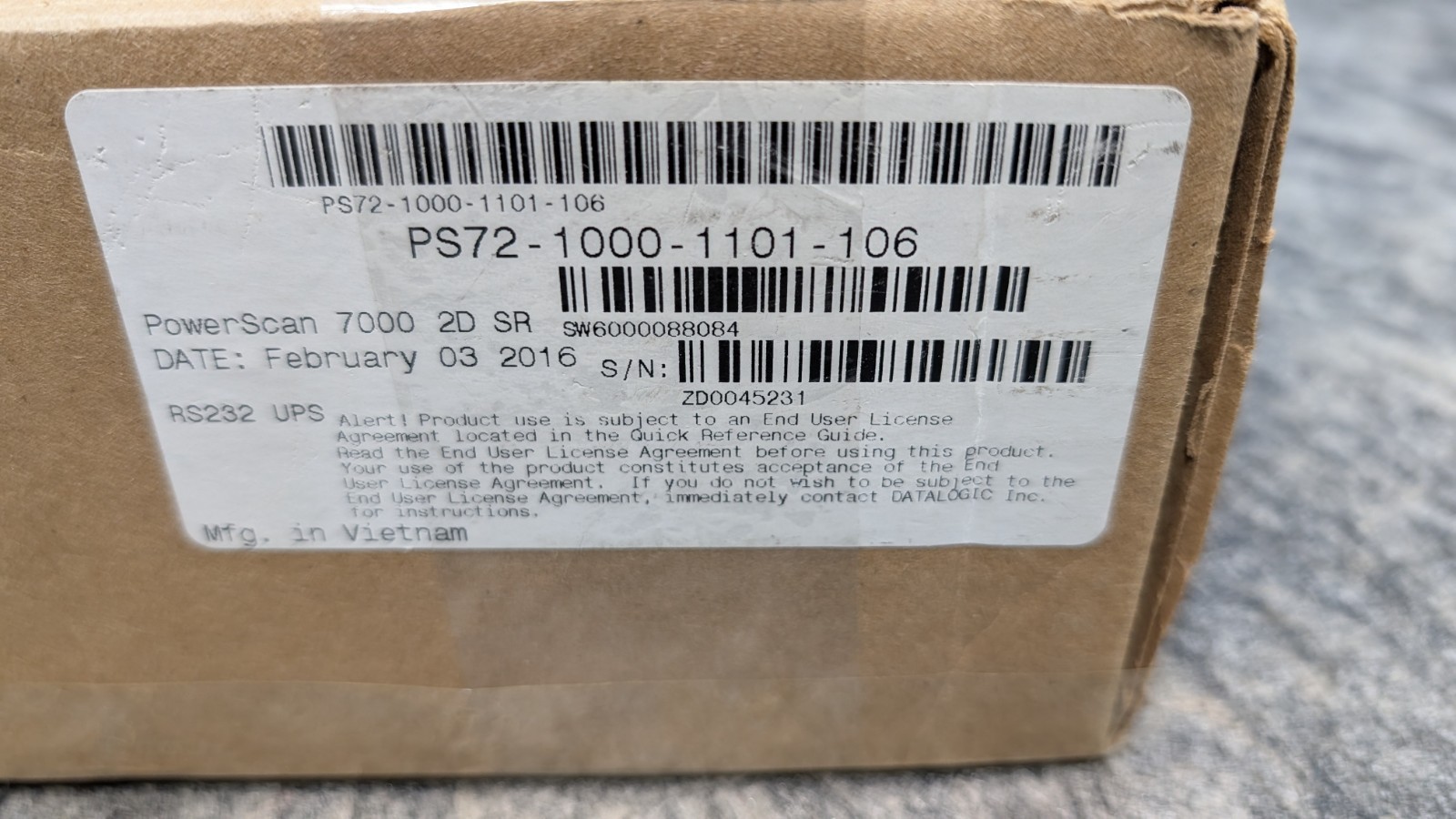 2 x Datalogic PowerScan 7000 2D SR Barcode scanner (PS72-1000-1101-106)