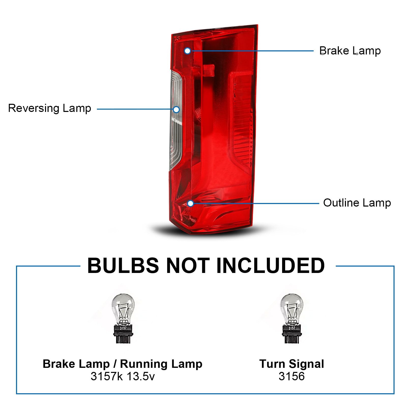 telpo Tail Light Assembly Compatible with 2019-2023 2019 Right Side, Chrome