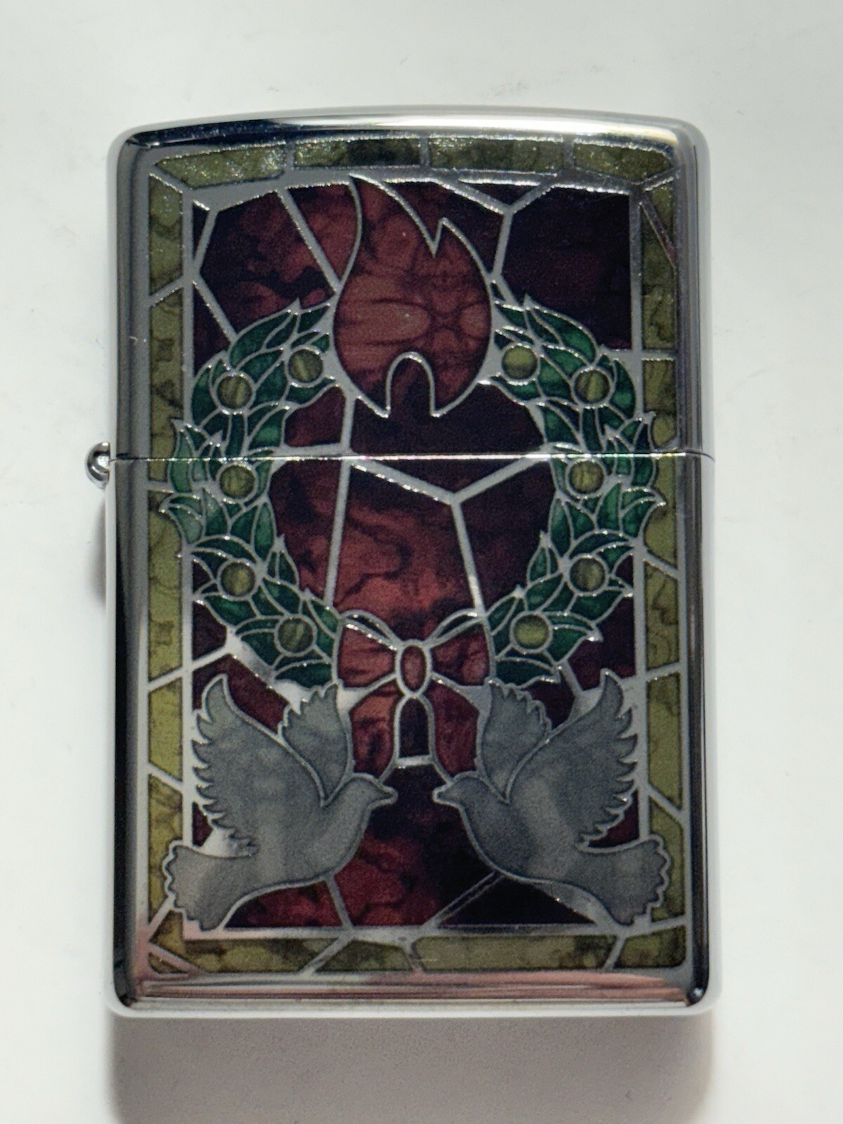 Zippo Mosaic Stained Glass Doves Celebrate The Season Lighter