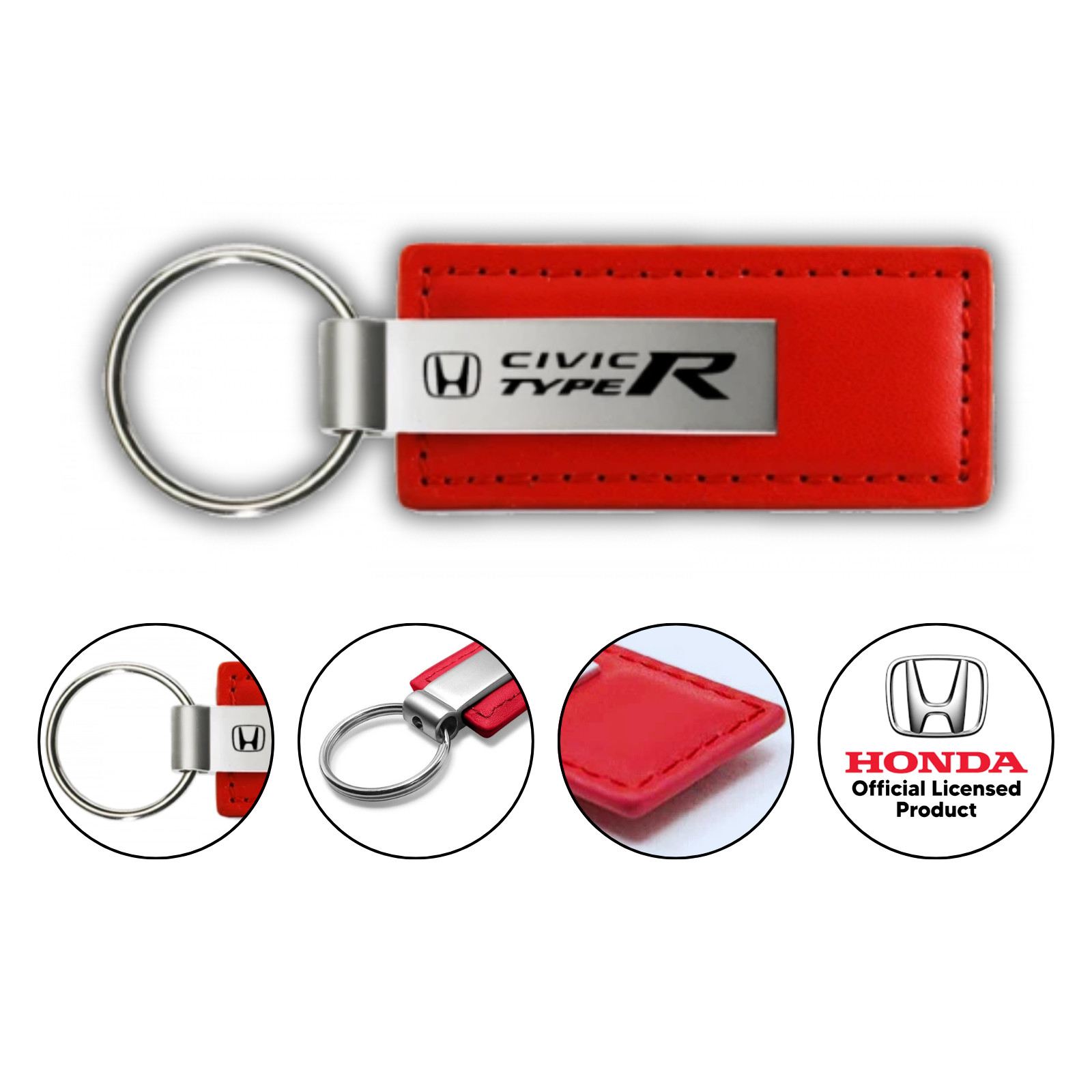 Honda Civic Type R Red Leather Authentic Logo Key Chain Fob Official Licensed