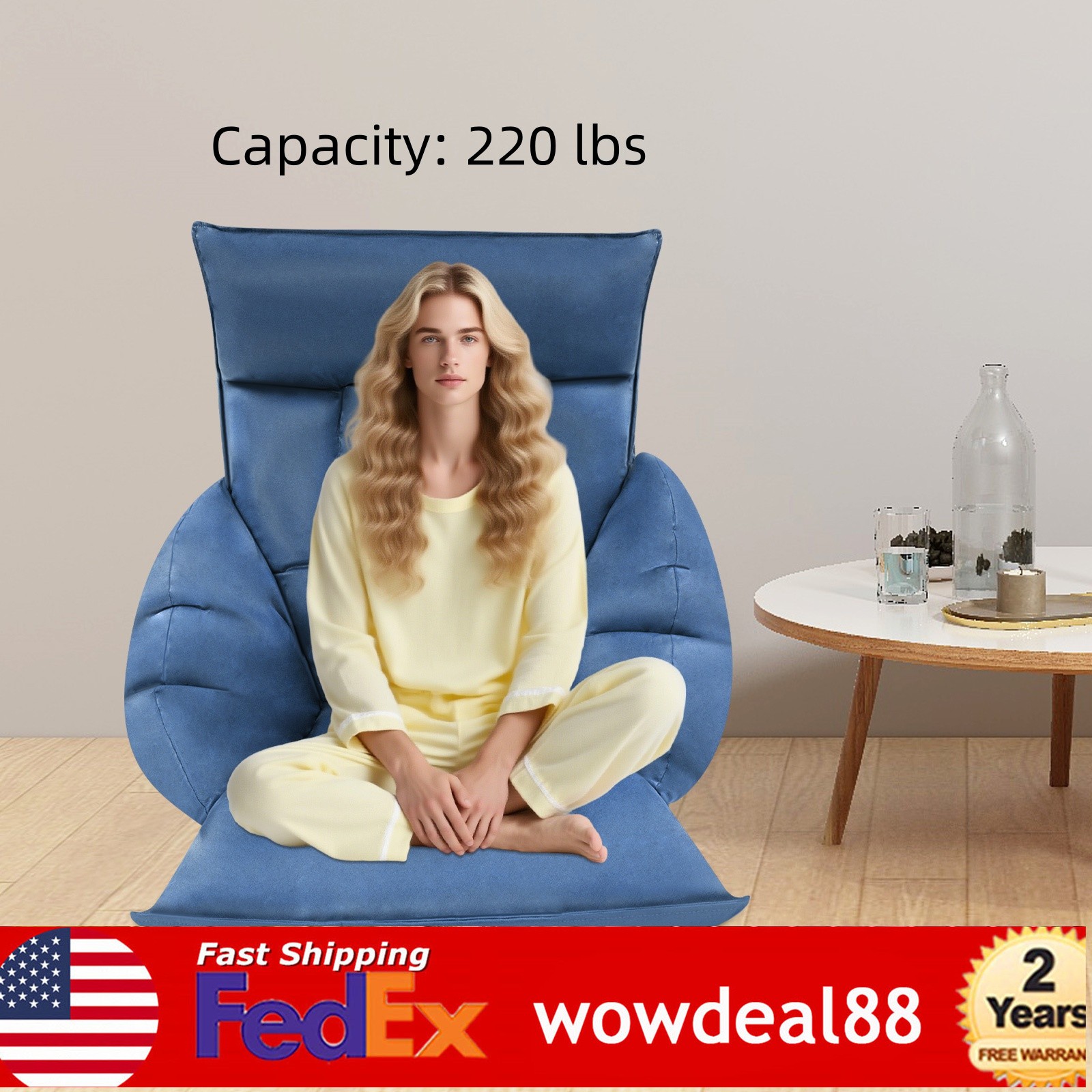 Adjustable Lazy Sofa Floor Seating Chair w/ Armrest for Home Living Room Bedroom