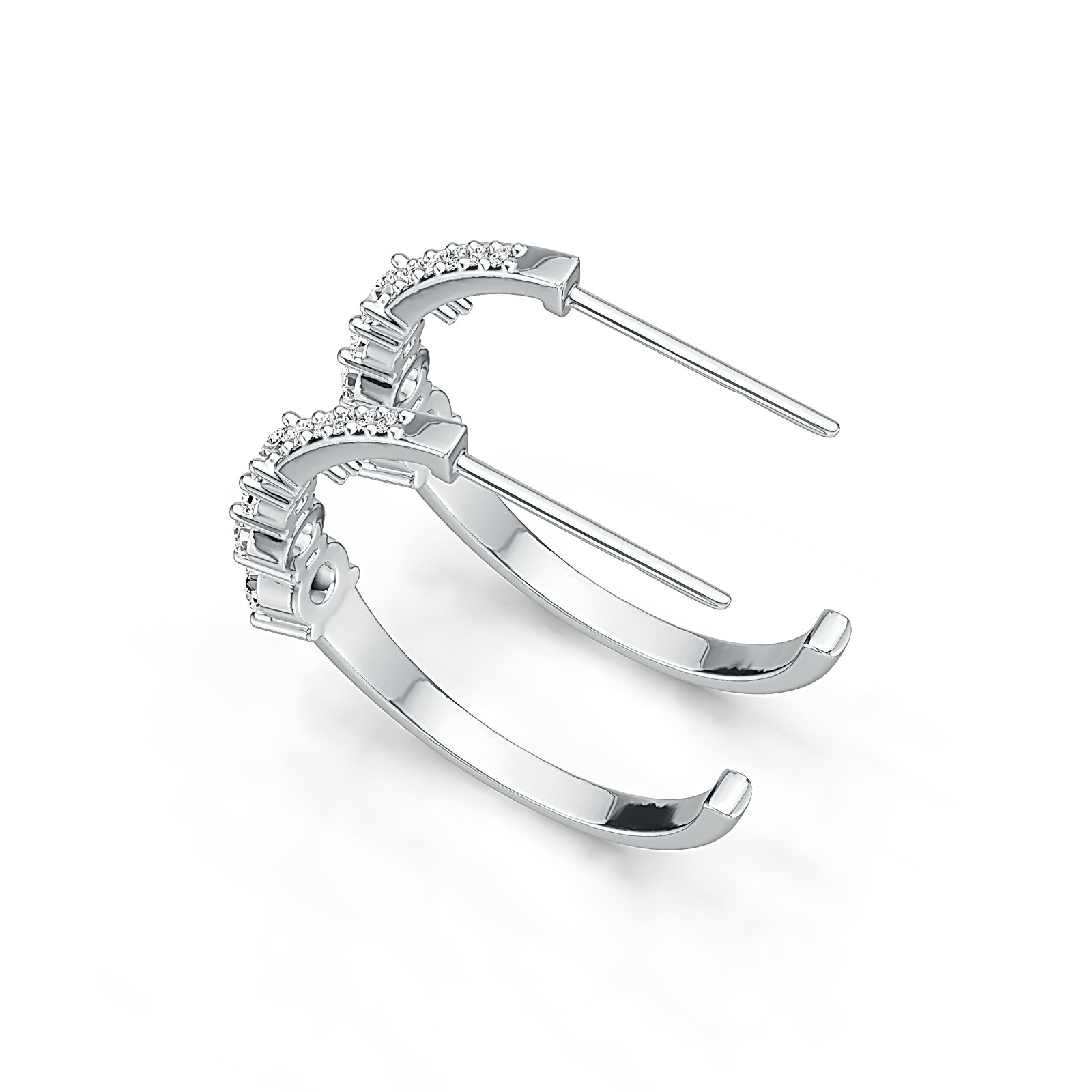 Sterling Silver Hoop Earrings with White Topaz or Moissanite