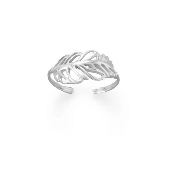 Italian .925 Sterling Silver Feather Toe Ring (Adjustable)