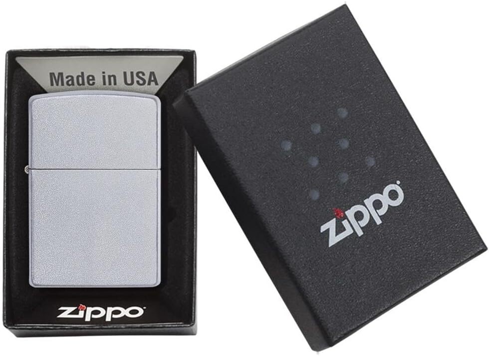Zippo Lighter- Personalized Custom Message Engrave Satin Chrome #205