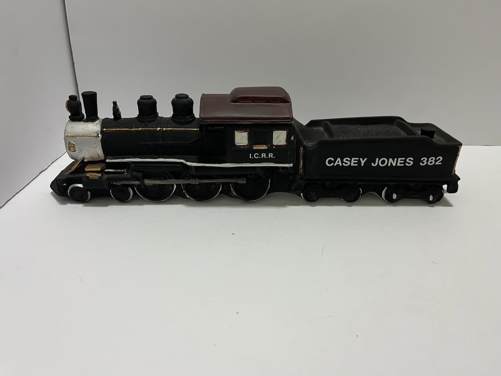 Genuine Heritage China Black Casey Jones 382 I.C.R.R. Train Liquor Bottle