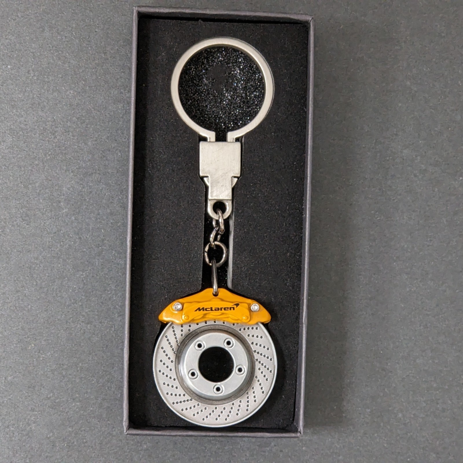 Brake Disc Keychain with Orange Caliper – Compatible with McLaren Style
