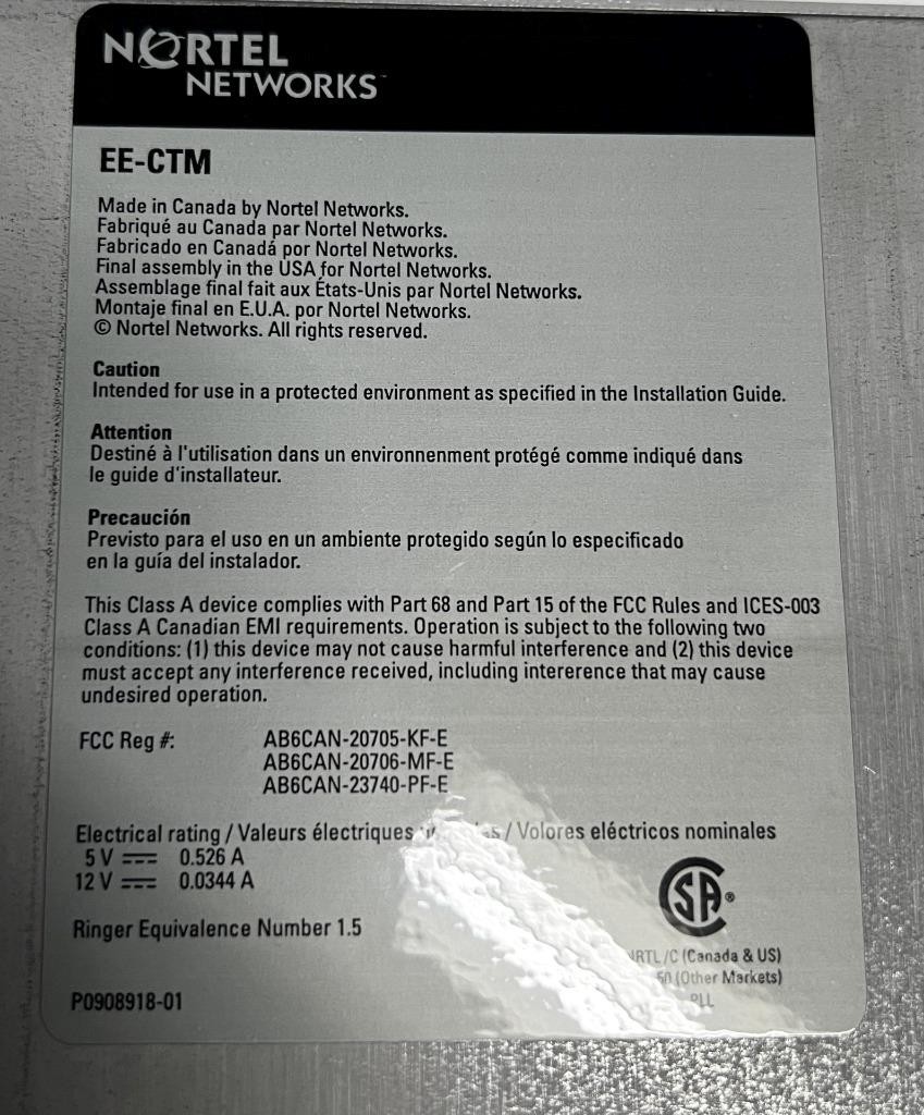 Nortel NT5B18AAAD BCM CTM4 4-Port Caller ID Trunk Interface