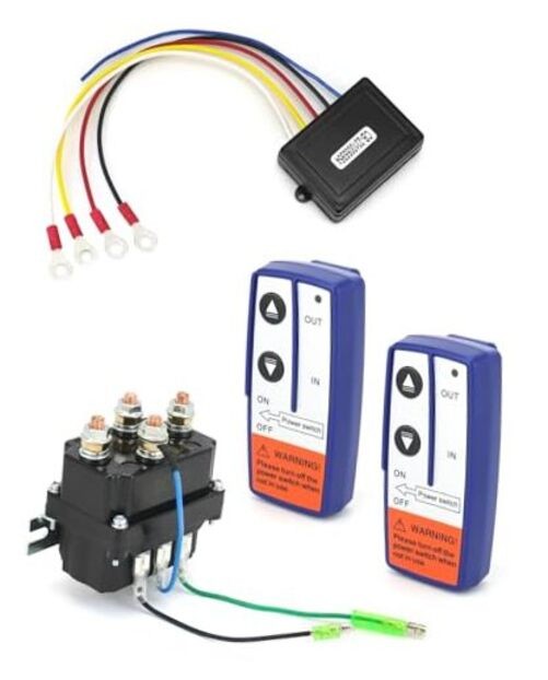 Wireless Remote Control Winch Kit - 12V, 250A, Steel, Waterproof, Solenoid