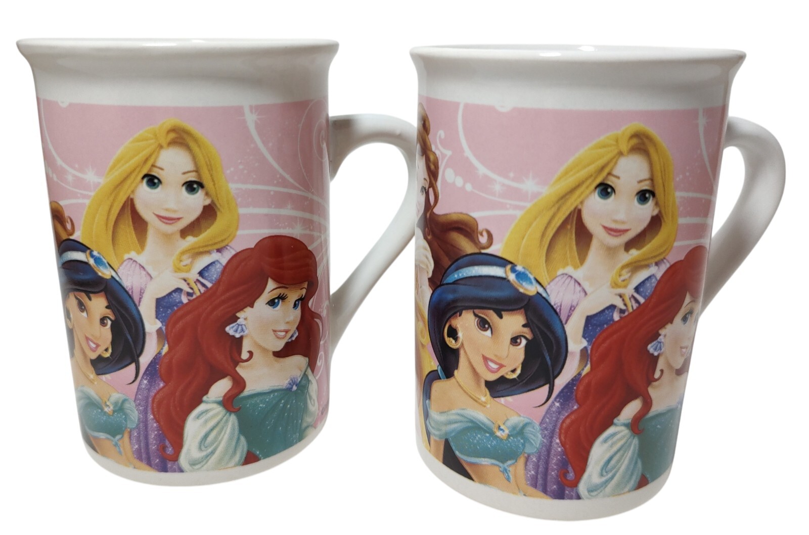 Disney Princess Mugs Cinderella Snow White Bell Ariel Aurora 2014 Pink Cups