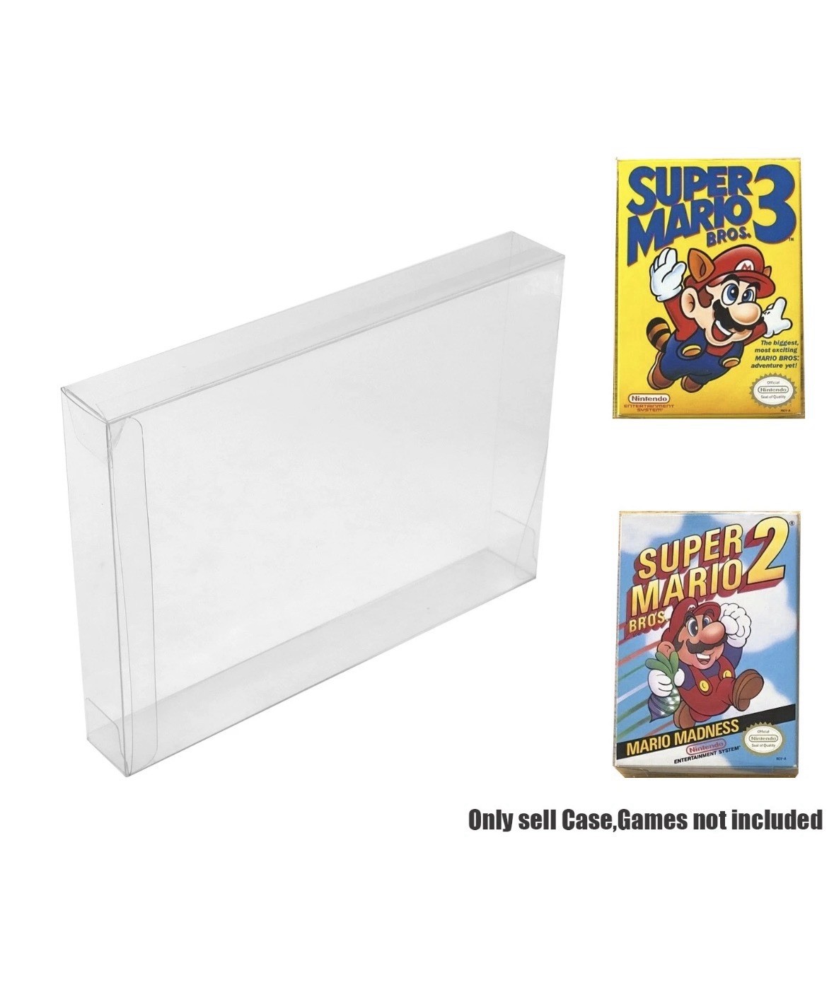 4 Pack Clear Plastic Nintendo NES Protector Sleeve Cases for Retail Game Boxes