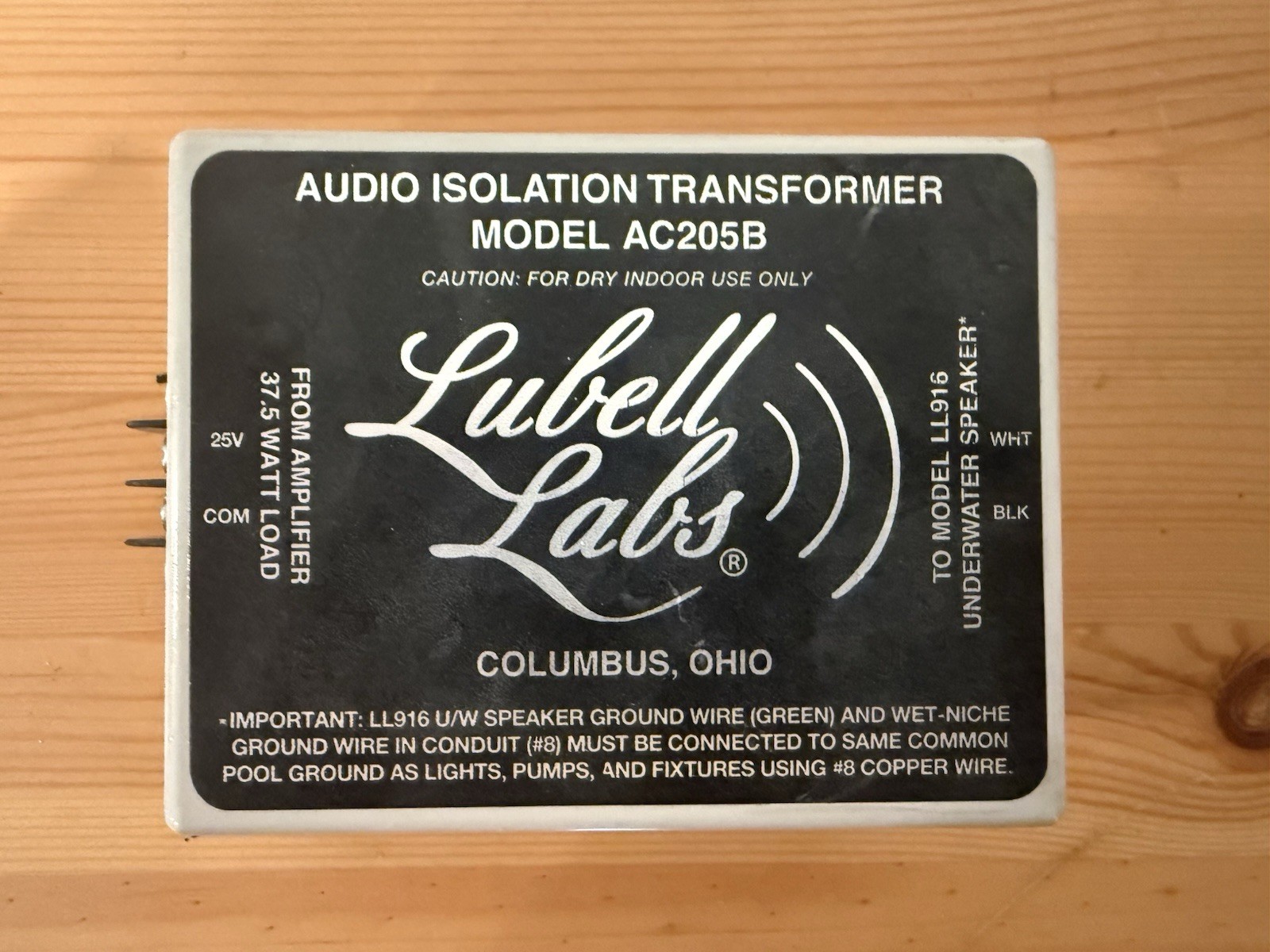 Lubell AC205B audio isolation & matching transformer box