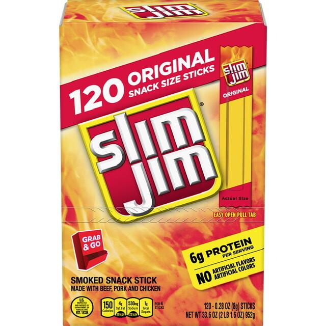 Slim Jim Original Gravity Feed Box 120 ct. Smoked Snack Meat Stick DEAL!!