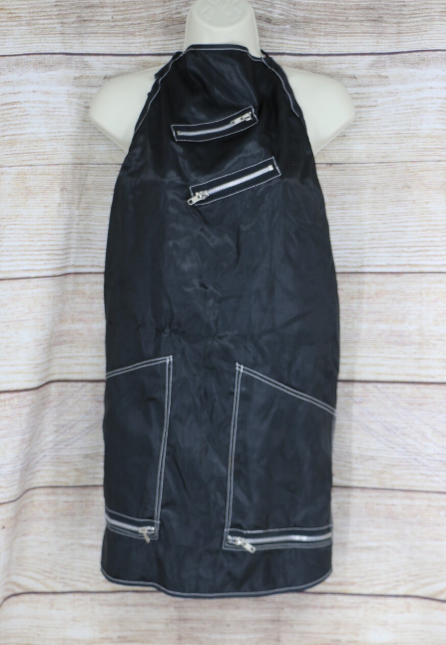Betty Dain Hairdresser Nylon Salon Apron Black Zipper Pockets One Size