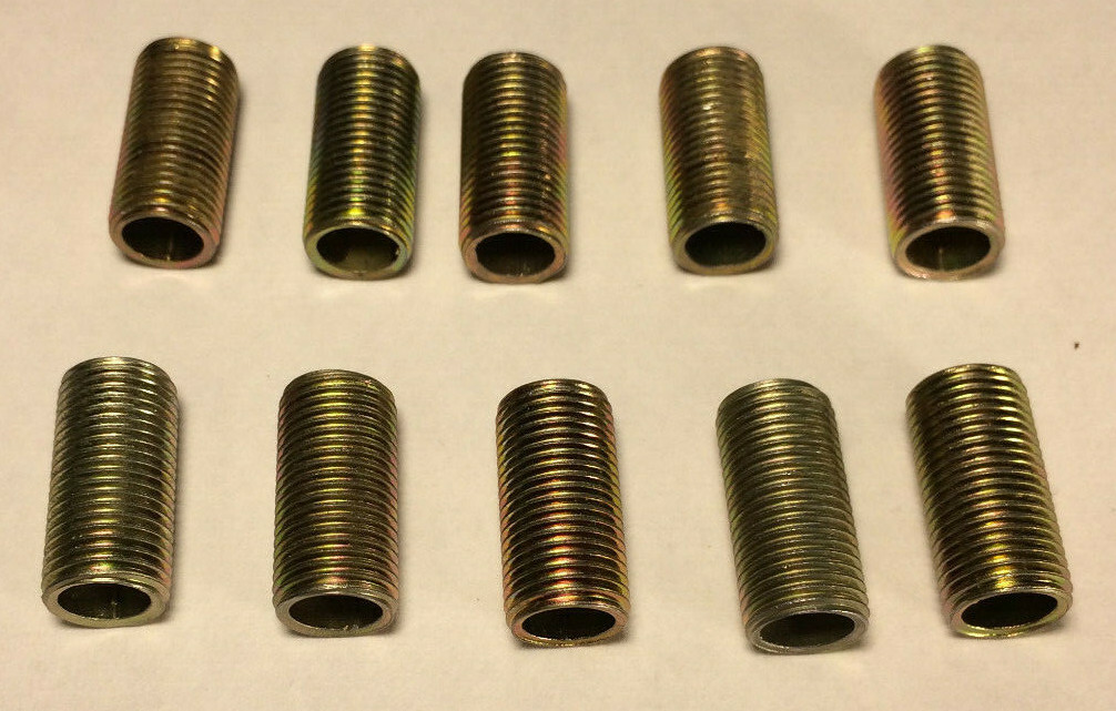 Lot Of 10, 1 3/4" ,1/8IP Zinc Plated Steel Lamp Nipples 3/8" O.D. Rust Resistant