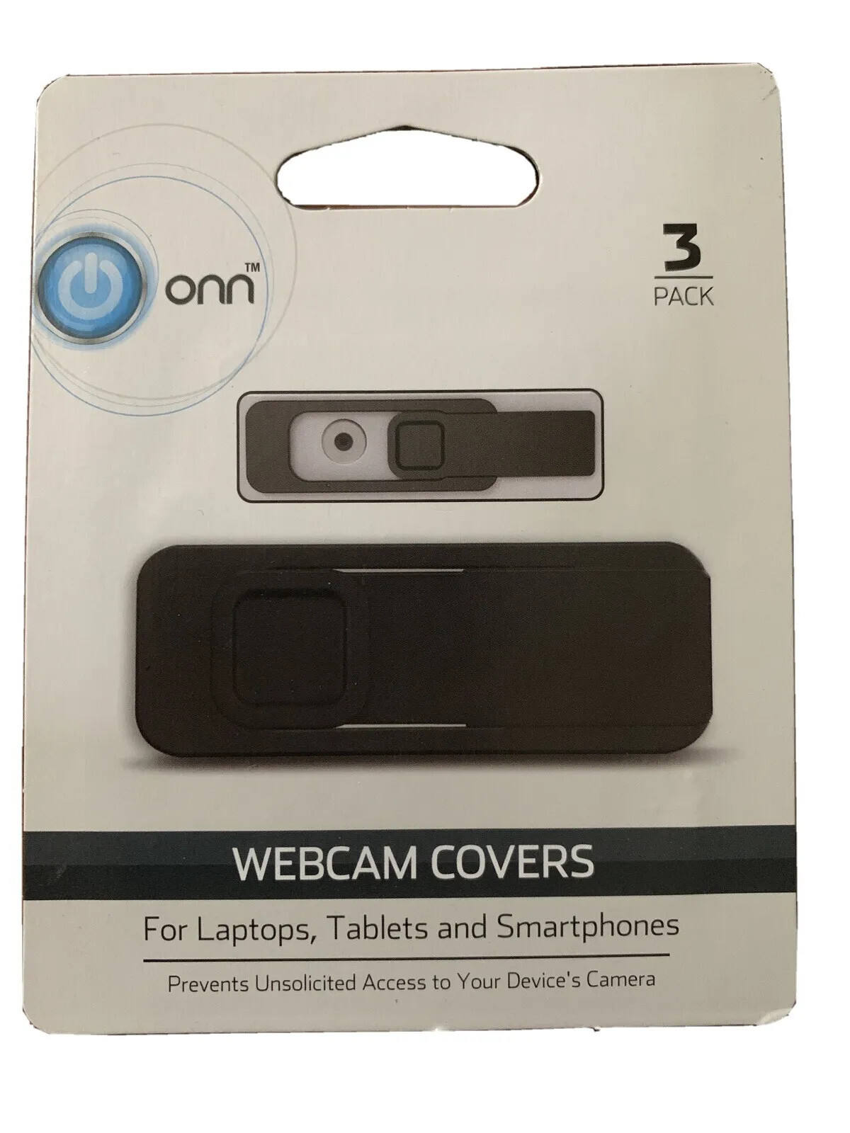 NEW ONN Web Cam Covers 3 Pack - BLACK for Laptop, Tablet and Smartphone SEALED