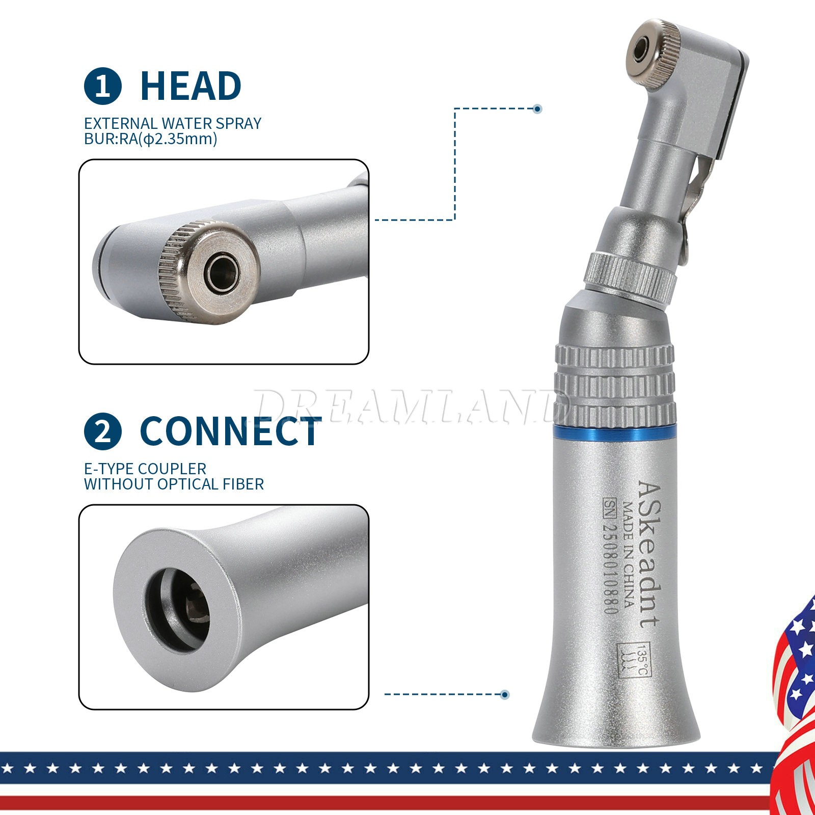 NSK Style Dental Slow Low Speed Handpiece Contra Angle E-TYPE ASKEADNT