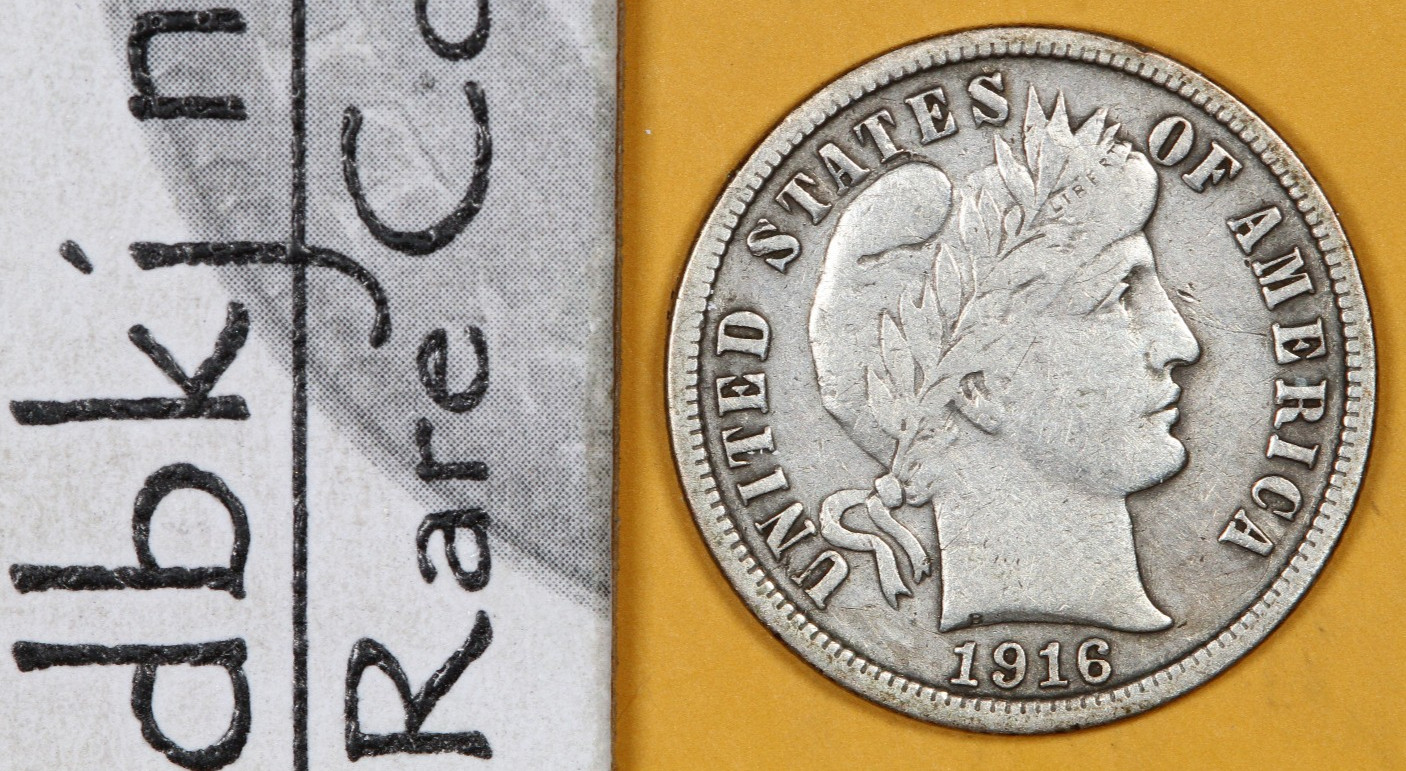 1916 S - Liberty Head "Barber" Silver Dime 10¢ - F - Fine dbkjC