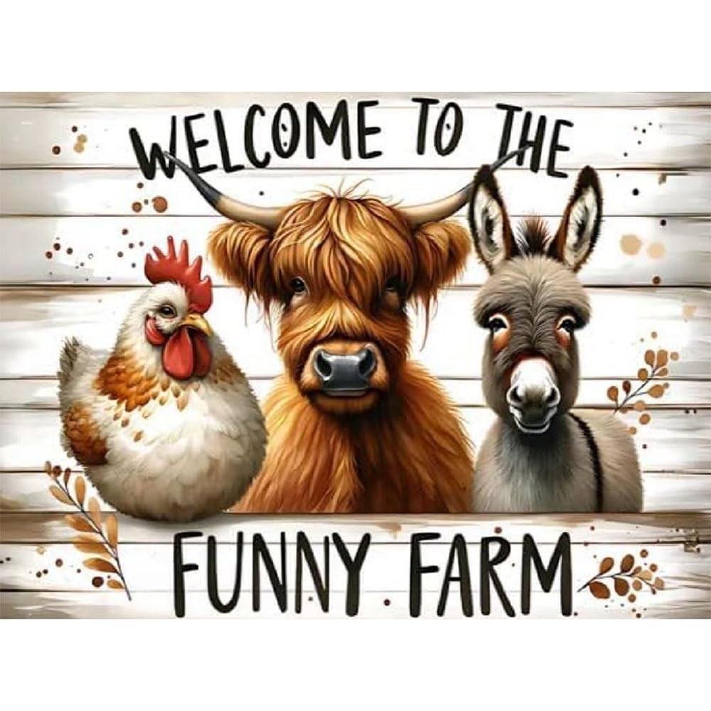 Farm Diamond Art Kits for Adults Animals- Chicken Cow Donkey - Diamond Painting