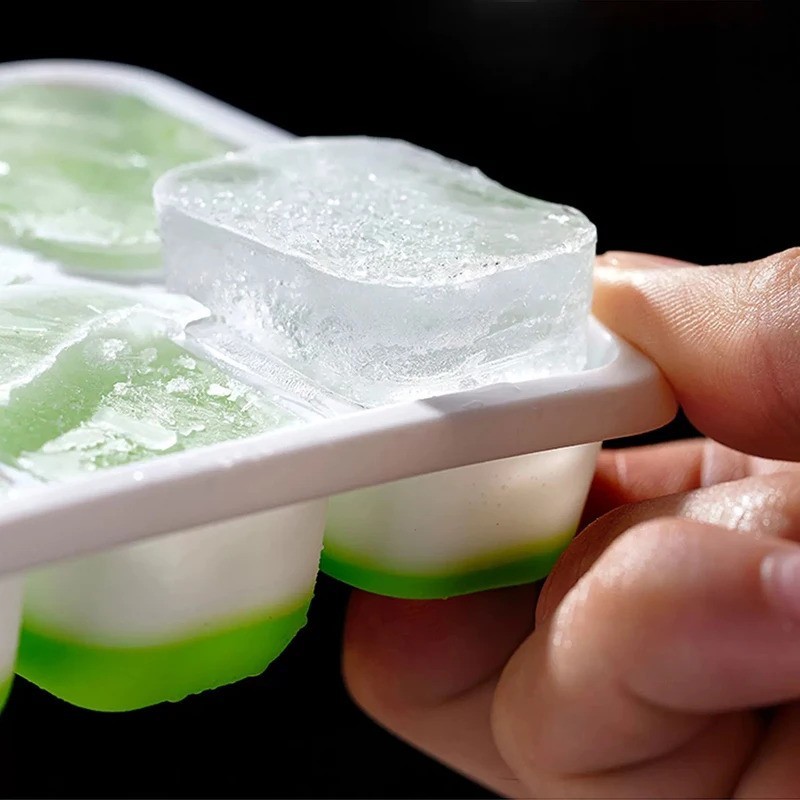 Ice Cube Tray 4 pack 14 Grid with Lid Easy Release Stackable Mold Kitchen Bar