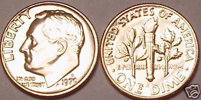 BRILLIANT UNCIRCULATED 1970-D ROOSEVELT DIME~FREE SHIP~