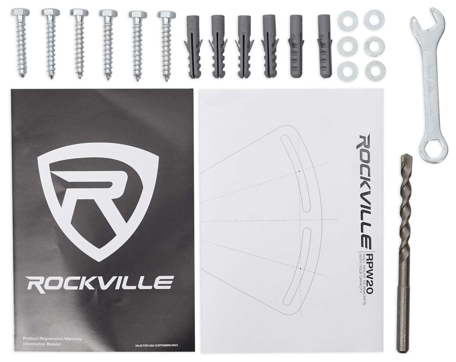 Pair Rockville Adjustable PA Wall Mount Brackets for QSC E115 Speakers