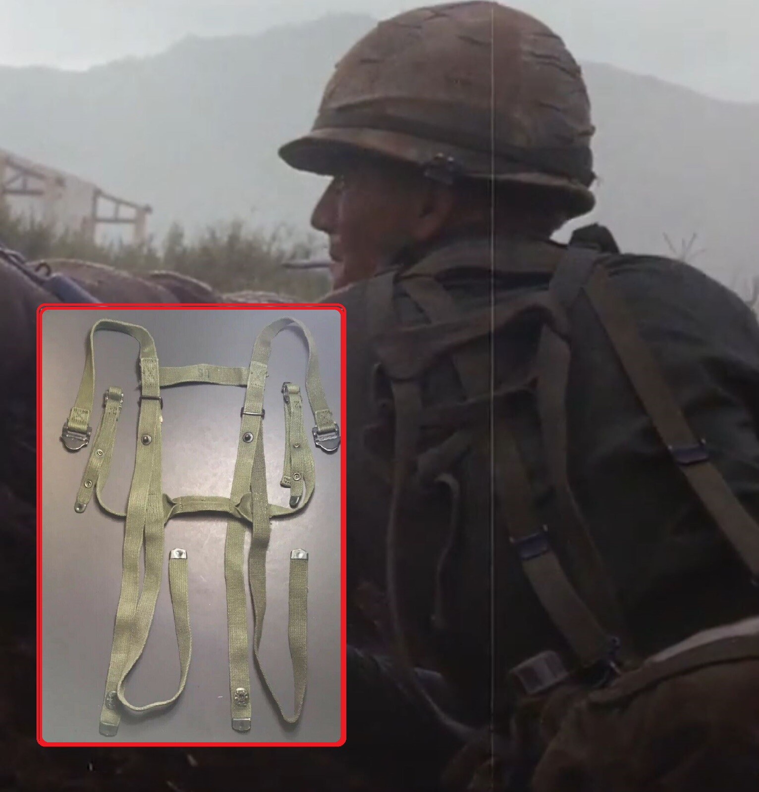 ORIGINAL Used Vietnam Era US Army/USMC M1956 Gear Sleeping Bag Carrier Strap Set