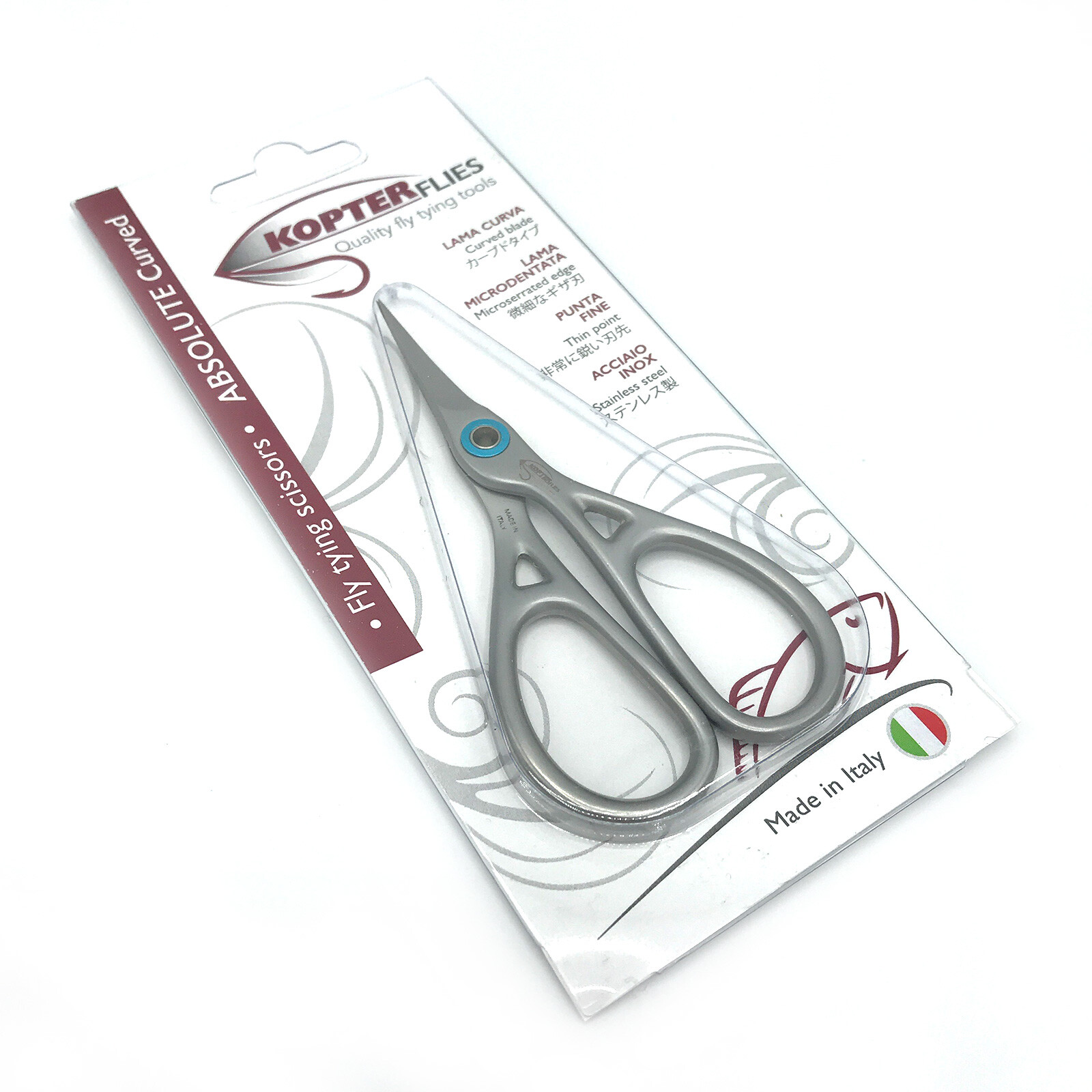 KOPTER ABSOLUTE CURVED SCISSORS - Fly Tying Serrated, Thin Point, 3-3/4" NEW!