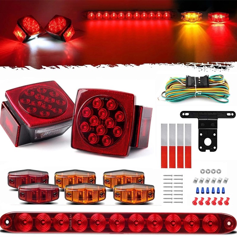 Rear LED Submersible Trailer Tail Light Kit for Boat Marker Truck Waterproof