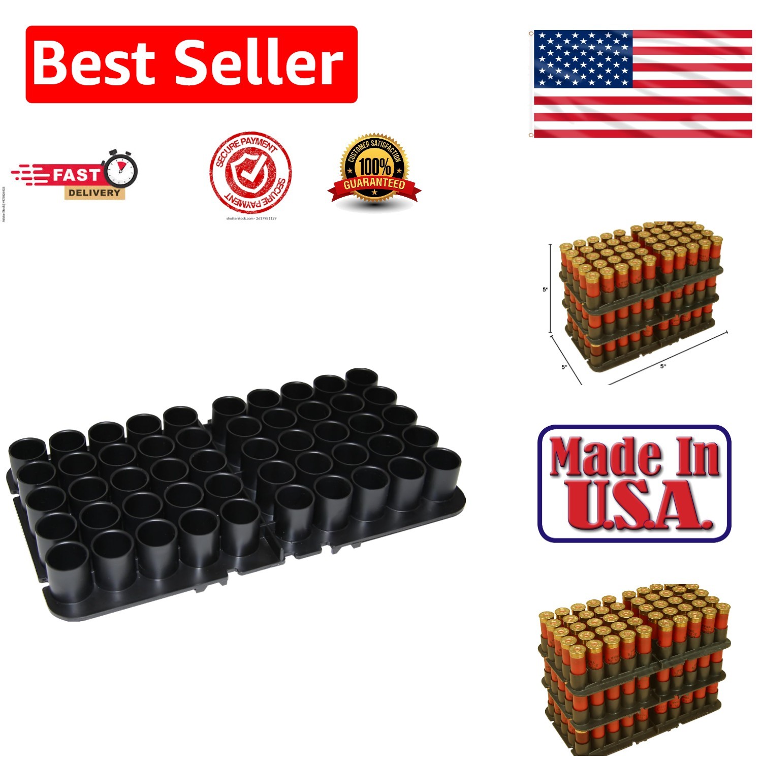 Durable 12 Gauge Shotshell Tray - Holds 50 Rounds, Perfect for Organization