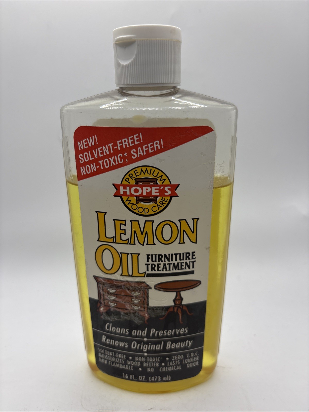 Vtg Hope's Lemon Oil Furniture Treatment 16 oz Non-Toxic Solvent Free 85% Full