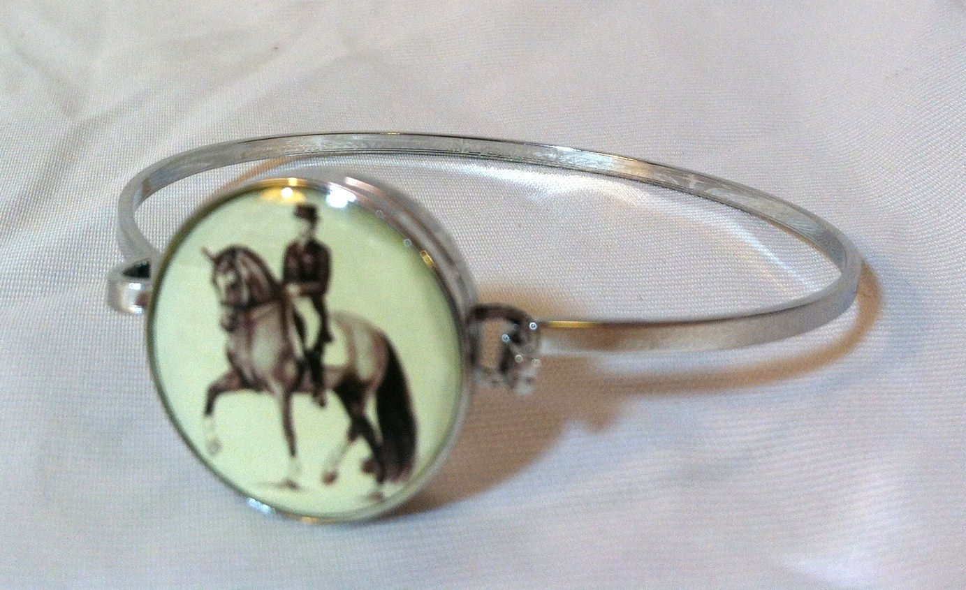 Silver Metal 7" SNAP BRACELET Horse Snap HORSE DRESSAGE PIAFFE 18-20MM BUBBLES!!