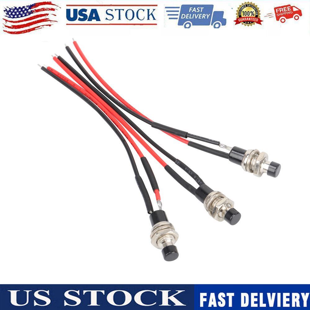 3x Mini Push Button Pre-Wired Momentary N/O OFF-ON Switch Plug 12V 5AMP SPST