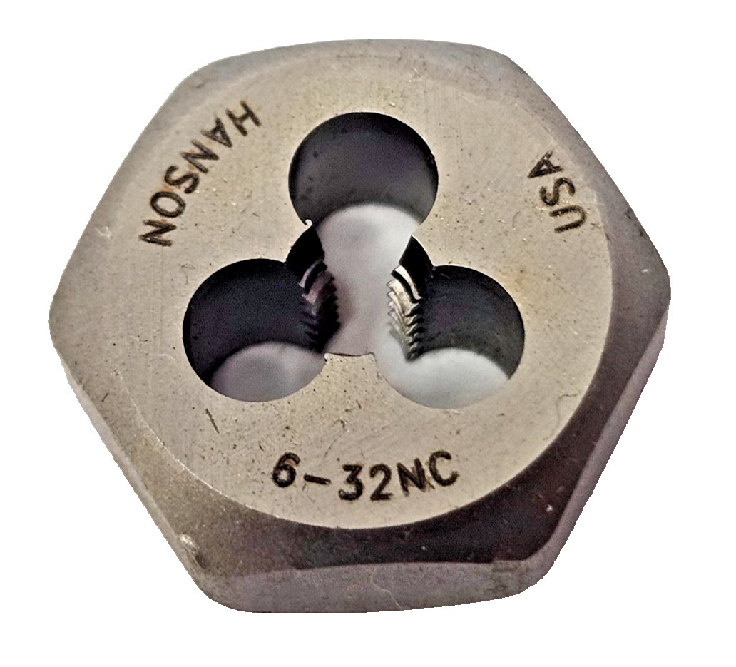 6-32 X 5/8 Hex Die Hanson 6118 Carbon Steel SAE USA RH Rethreading 6/32 SMALL!