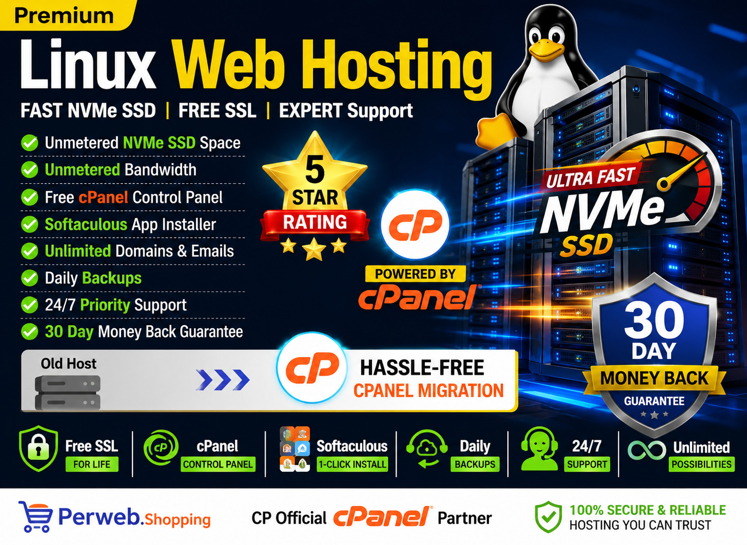Linux Web Hosting - 🐧Unlimited SSD | Secure SSL | Emails | Support $14.99/Year!