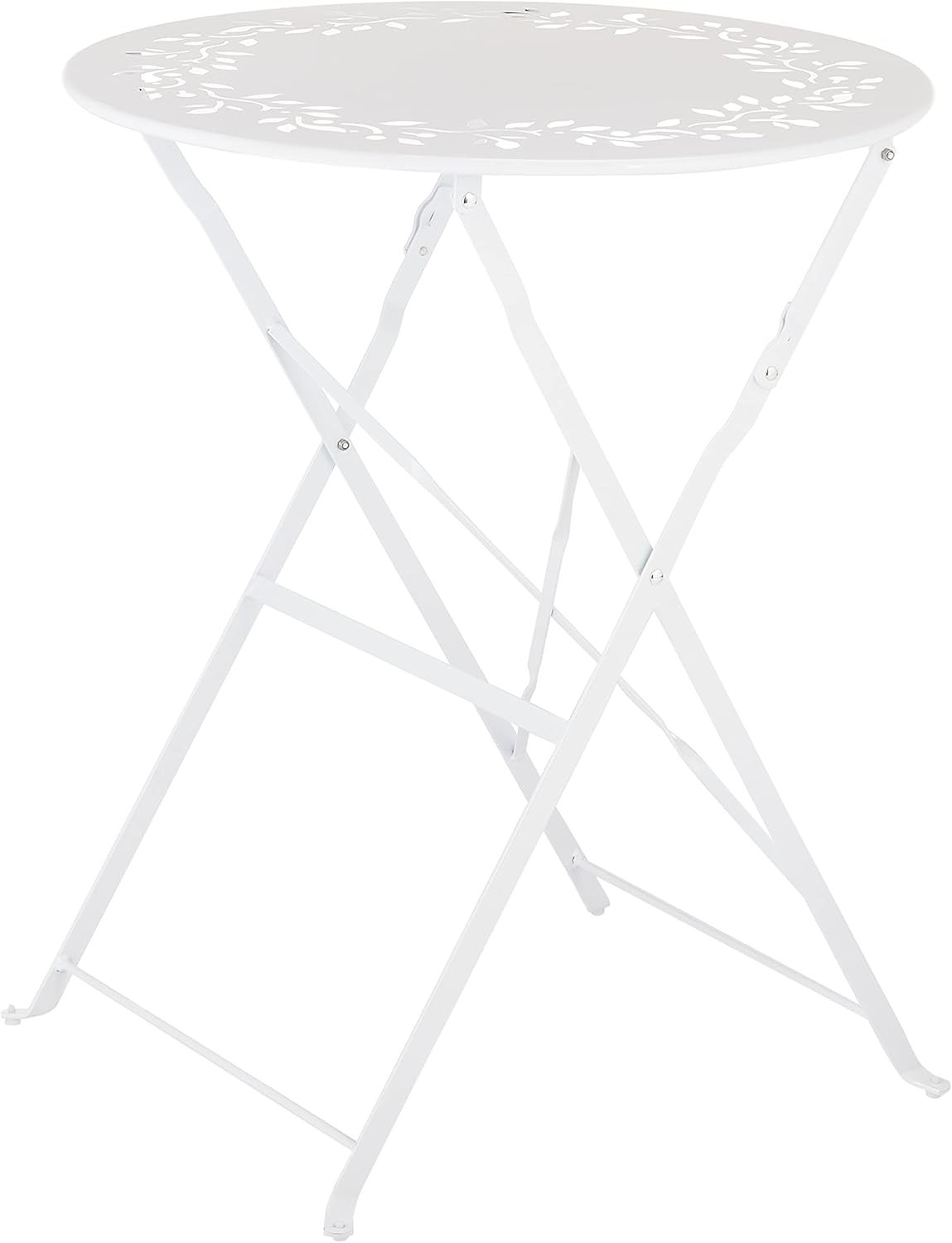 Compact White Bistro Set - 3-Piece Folding Table & Chairs for Stylish Spaces