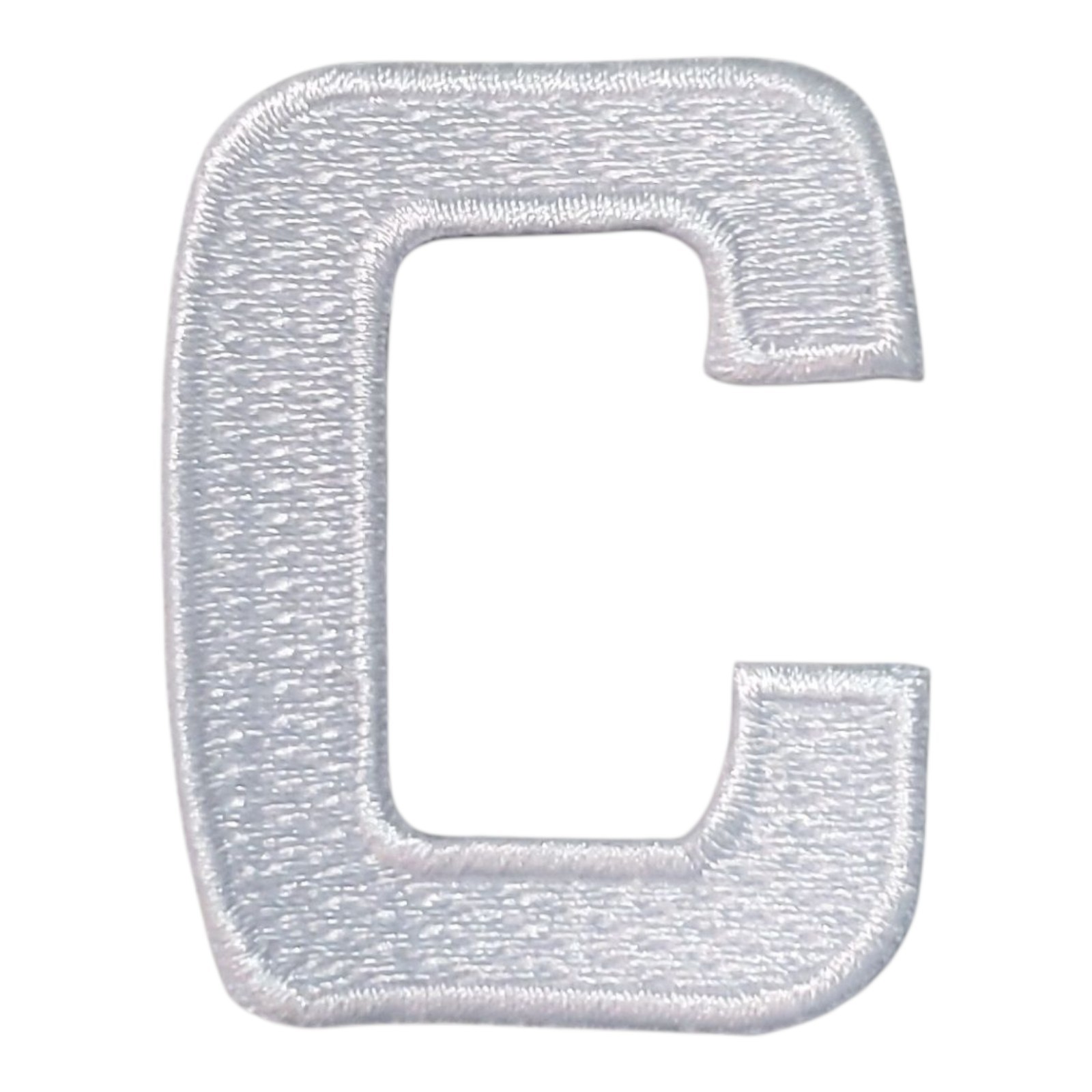 White Captain C Patch. No Background. Embroidered. Iron On. 2"x1.5"