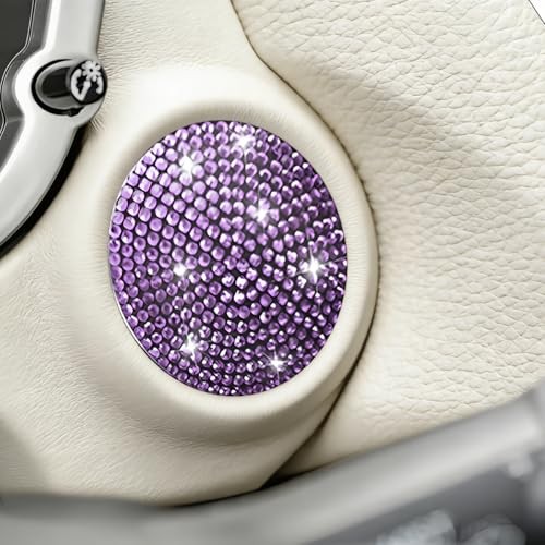 Bling Car Push Start Button Cover, Crystal Rhinestone Anti-Scratch Purple